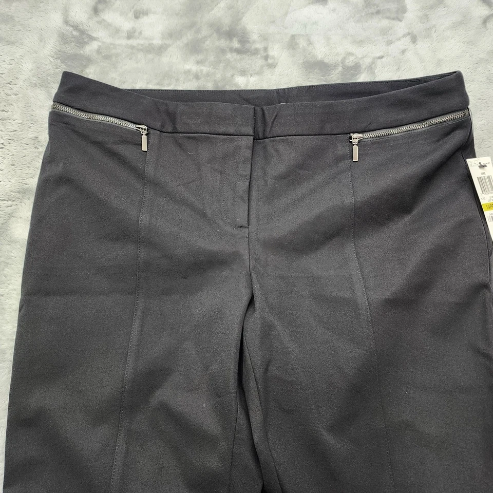 NEW Alfani Pants Womens 14 PETITE Black Pull On Slim Leg Front Seam Zip Pockets - Image 2 of 4