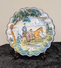 Large Spanish Majolica Talavera Tin Glazed Earthenware Charger 37cm Diameter