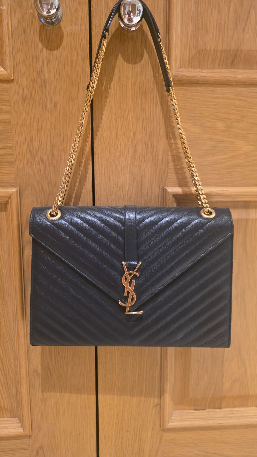 YSL Matelasse Grain de Poudre leather Chevron Envelop bag