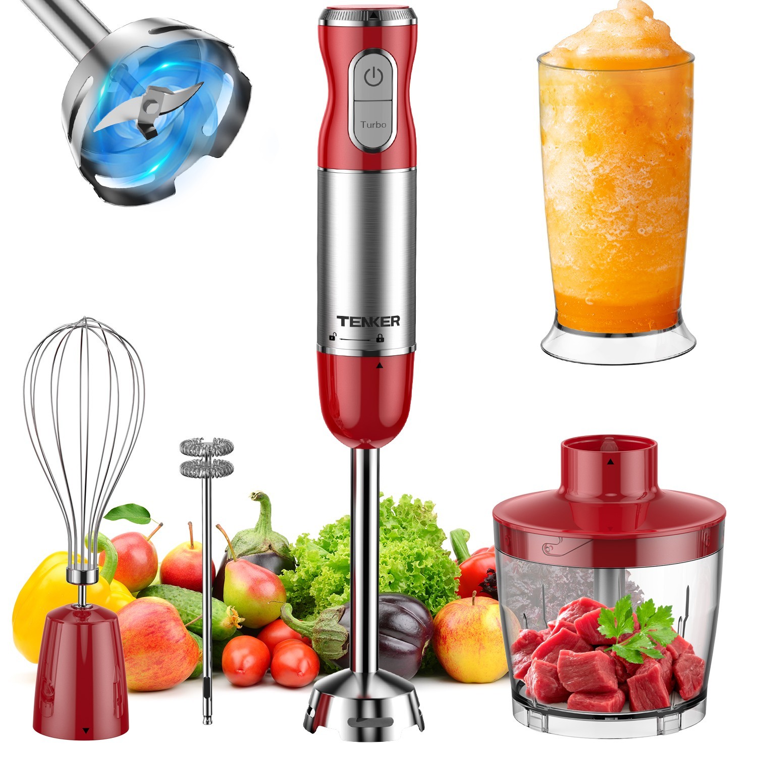 1000W Electric Kitchen Hand Blender Immersion Stick Chopper 