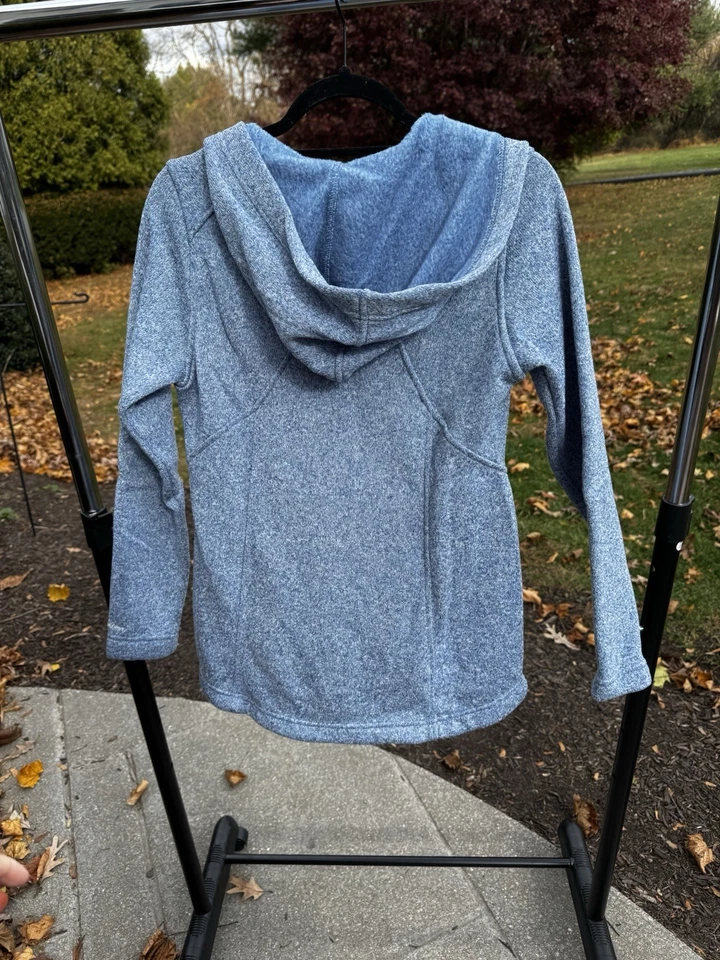 (Pequeno) Moletom com capuz azul Eddie Bauer com zíper e bolsos internos/externos FRETE GRÁTIS - Imagem 2 de 4