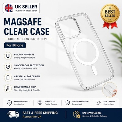 Clear Mag-Safe Cover Case für iPhone 17 16 15 14 13 12 11 Pro Max Stoßfest
