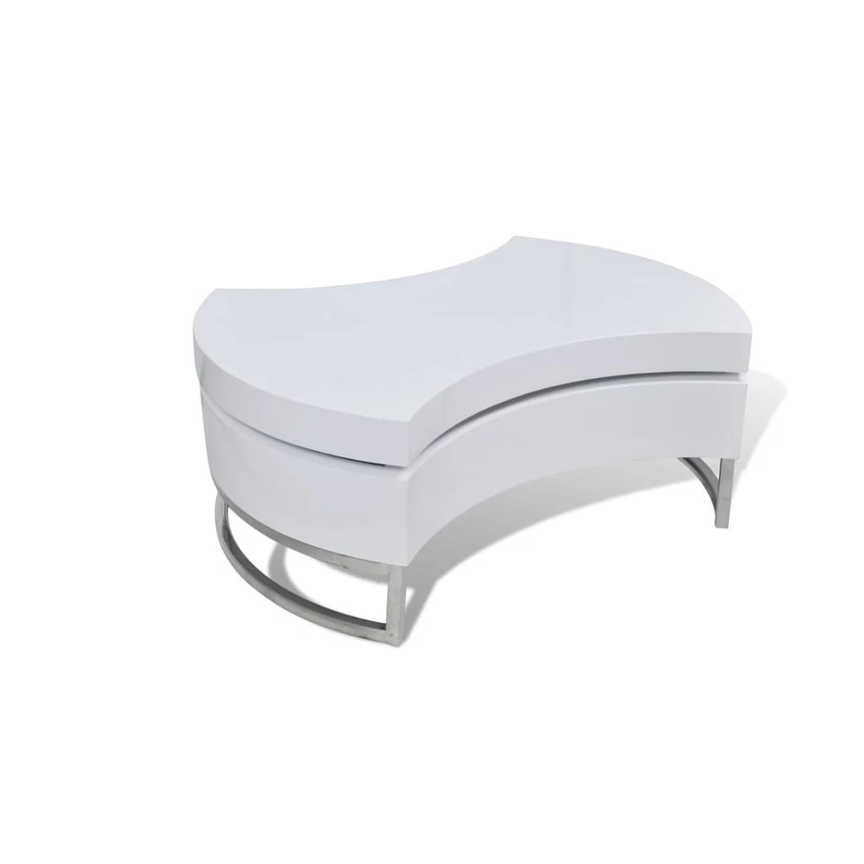 Coffee Table High gloss white MDF, Stainless Steel Compact - Image 2 of 4