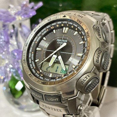 Casio PROTREK PRW-5100T Solar Titanium Watch with Box & Spare Links From Japan