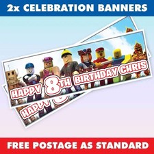 Personalised ROBLOCKS Banner Birthday Party Banners Celebration any name age