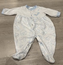 Vintage Little Me Baby Footed Sleeper Blue Cloud Print Snap Front Infant Pajamas