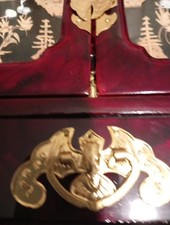 Chinese Jewellery Box Cabinet with Silk Lining and Hardstone Style Panels