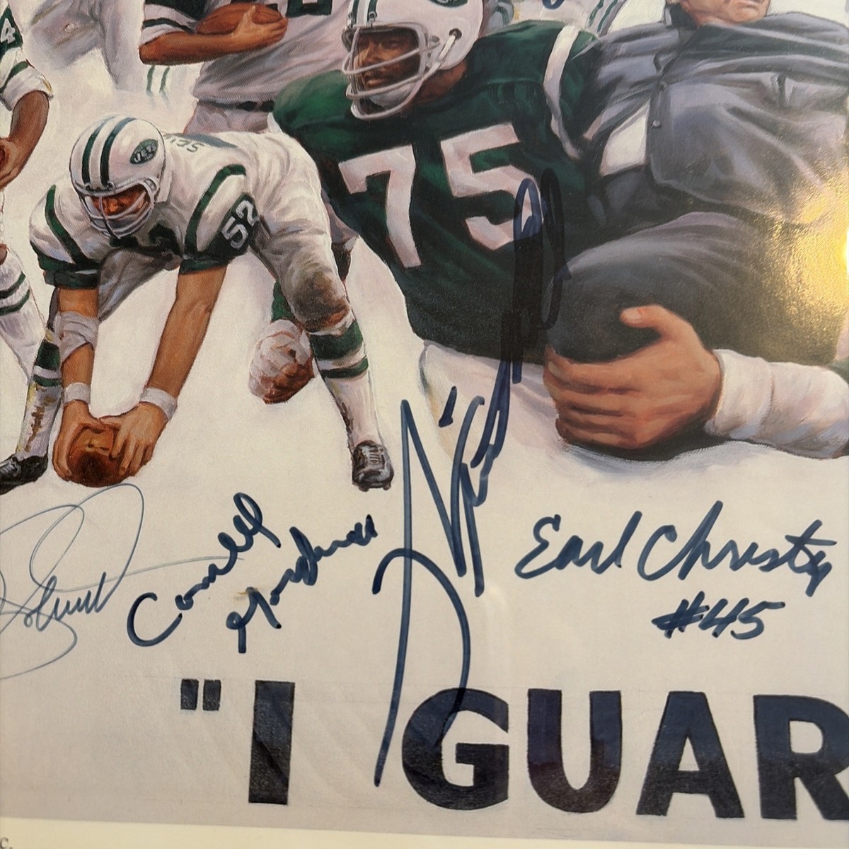 1969 New York Jets Team Signed World Championship Print 27 SIGS
