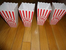 Movie Theater Popcorn Red & White Striped Reusable Containers (4)