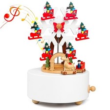 LONEEDY Wooden Music Box Christmas Snowflake Decoration Christmas Snowflakes
