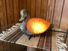 Vintage Duck Lamp Amber Glass Brass Table Lamp Night Light Bird Mallard