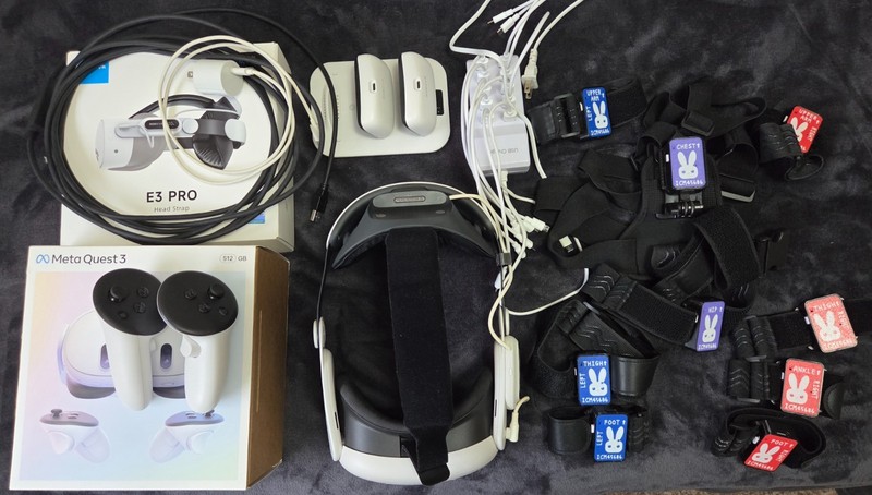 Meta Quest 3 512B VR Headset Bundle w/ BoboVR Strap, batteries, SlimeVR trackers