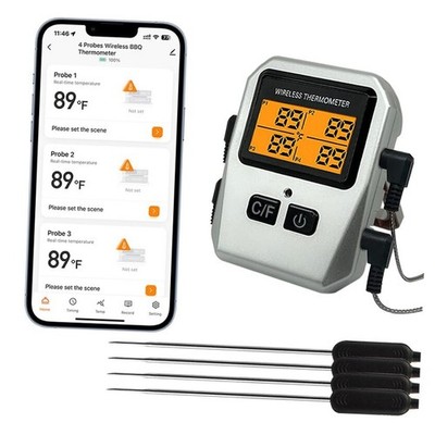 Wireless Digital Meat Thermometer,Instant Read Food Thermometer with LCD Grey