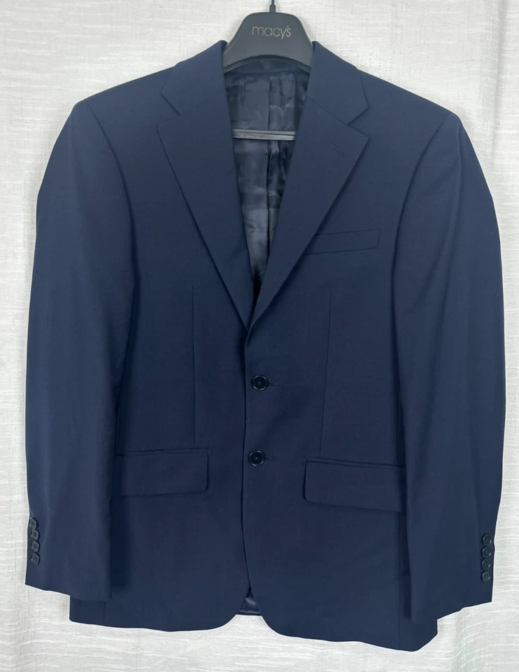 CALVIN KLEIN Suit Jacket 36S Pants 30x29 Navy Blue Slim Fit Wool Blend Stretch - Image 3 of 4