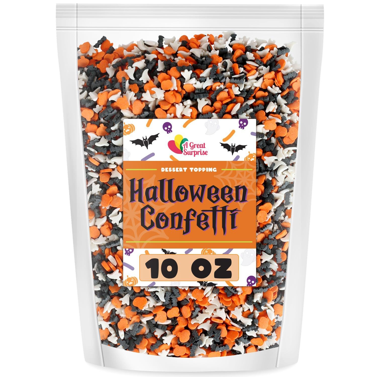 Halloween Sprinkles - 10 Ounces - Ghost Bat Pumpkin Confetti Quins - Spooky Dess
