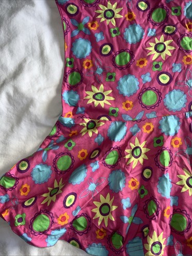 Robe Fille Hanna Andersson Rayures Magenta Et Chartreuse, Coton, Taille 12 (140), Neuve Sans étiquette