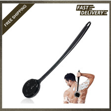 Silicone Back Scrubber Shower Brush 17in Long Handle Exfoliating Body Massager