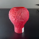 Fenton Hand Blown Glass Red Ruby Embossed Roses Satin Lamp Shade  5"