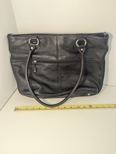Tignaello schwarze Leder große Handtasche 11x15x4 Taschen klassisch Luxus - Bild 13 von 17