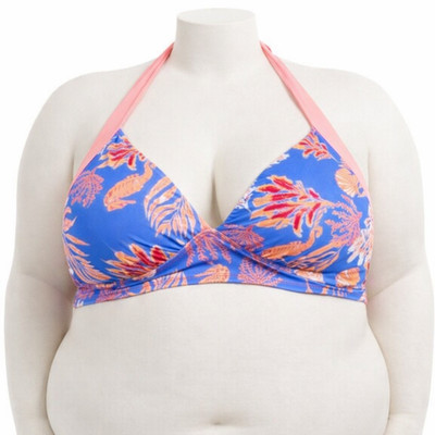 Damen Frauen Bikini Oberteil ÜBERGRÖSSE UK 30 Soft Cup tiefes Band tiefer Ausschnitt gepolstert