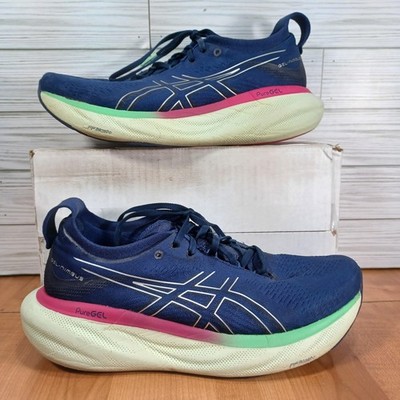 ASICS GEL-Nimbus 25 Shoes Womens 10 Indigo Blue Pure Silver Chunky 1012B356-400