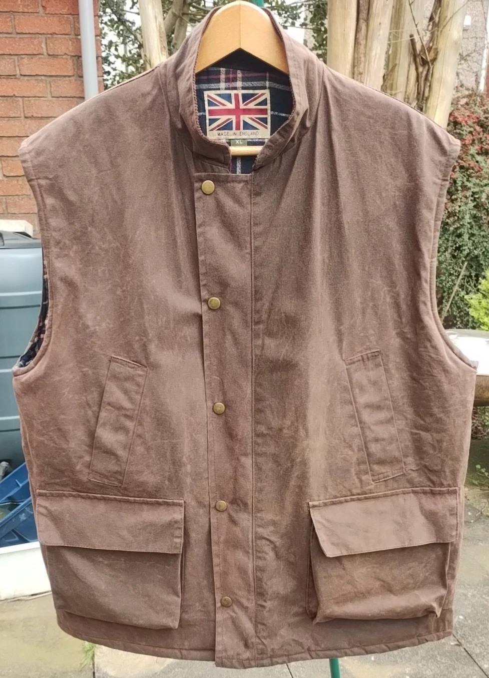 Wax Gilet Waistcoat Mens Vest XL Sleeveless Vtg England Country Fishing Outdoor