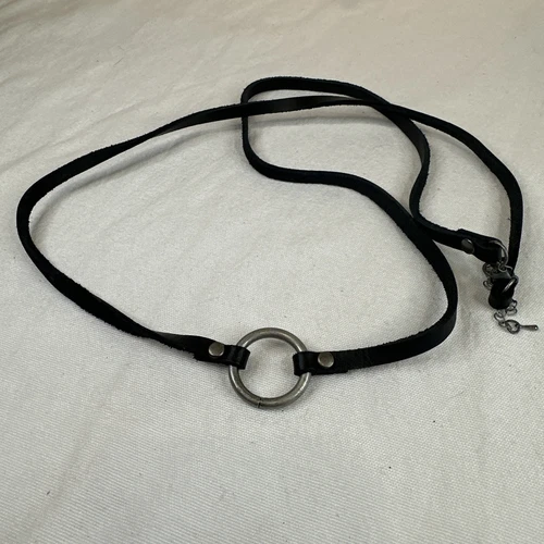 VETEMENTS Collana O Ring Pelle Nera Costume Lungo Moda Gioielli Collana Gotica