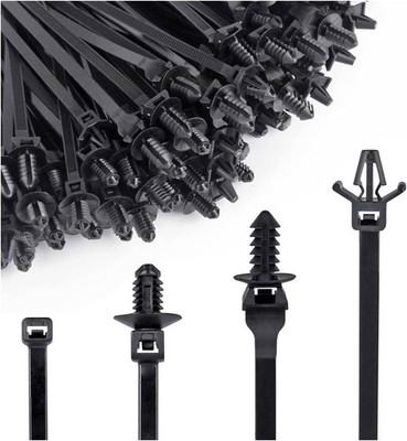 120PCS Car Push Mount Zip Ties, Heavy Duty Nylon Cable Clips for Indoor/Outdoor