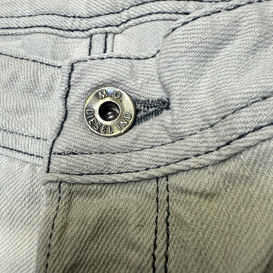 Jeans Diesel 32x33 Off White Iakop Slim Pierna Cónica 3D Denim Stitch 0889Y Italia Foto 4 de 4