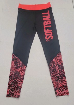 Justice Active Girls Softball Pants Black/Pink Size 16 Pre-owned