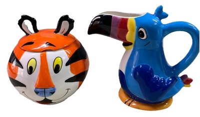 Kellogg's Breakfast Cereal Tony the Tiger&Toucan Sam Creamer &Sugar Bowl Set