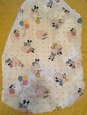 Vintage Baby Mickey Fitted Crib Sheet Disney Mickey Minnie Donald ABC 1984