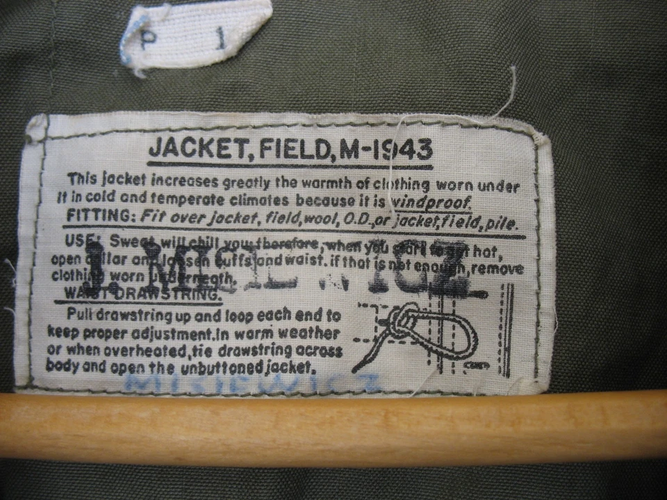 Original WWII US Army M-43 Field Jacket Size 38R dated Jan 1945 IDed Great shape - Image 4 of 4