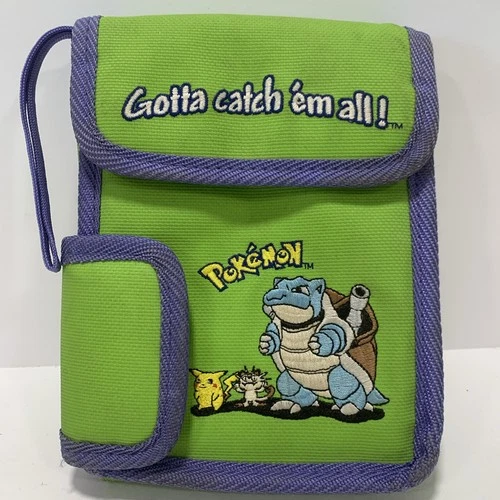 Pokémon Nintendo GameBoy Carrying Travel Case Blastoise Pikachu Vtg Green Bag