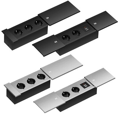 Einbau Steckdose Aluminium 230V Tisch Boden Fußboden Wand Steckdosen versenkbar