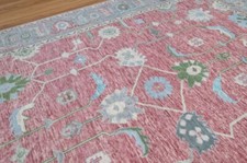 Oushak 9x12 Rug Princess Pink Hearth Stone border Green Blue Floral Area Rug