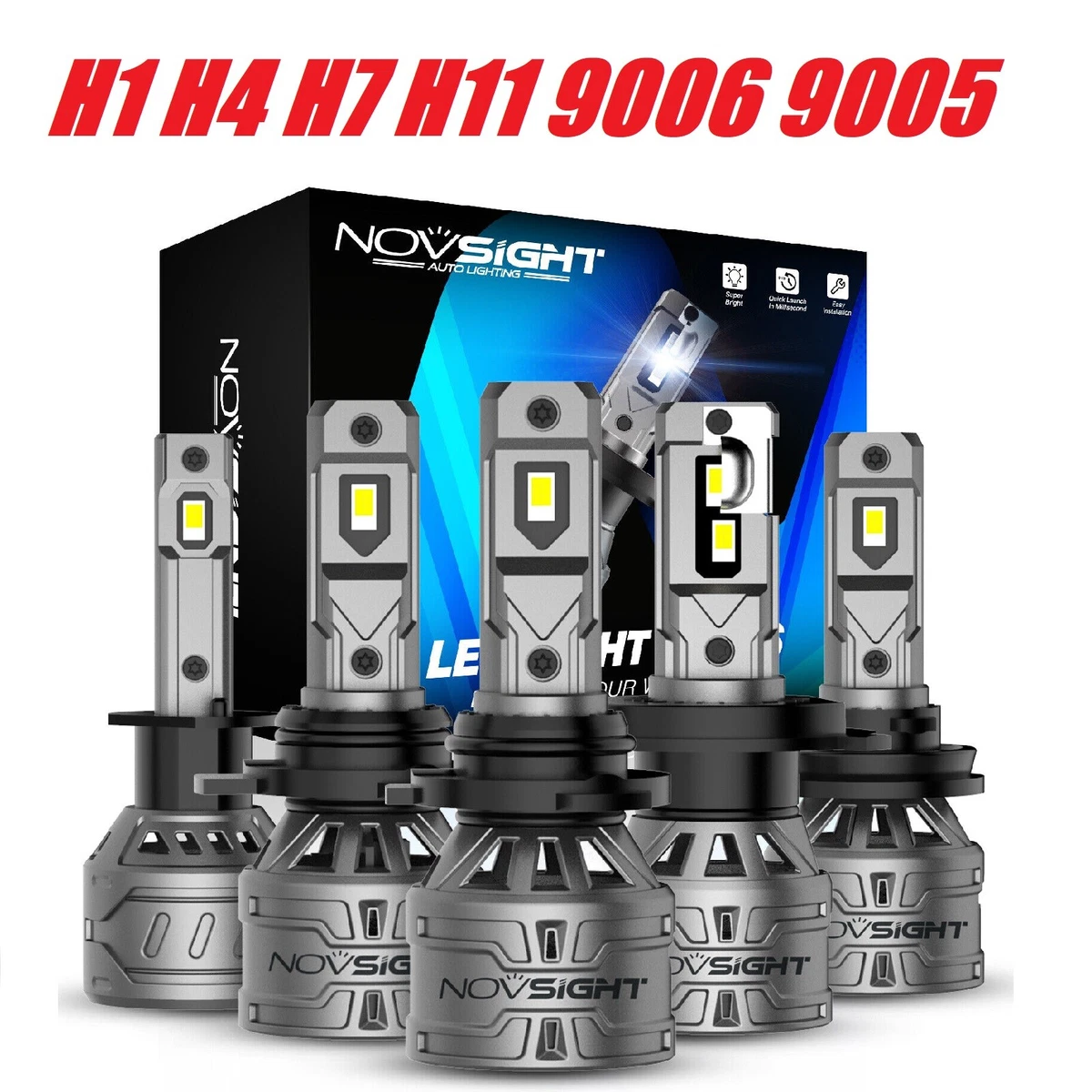 NOVSIGHT H1 H4 H7 H11 9006 9005 LED Headlight Globes Bulbs Kit