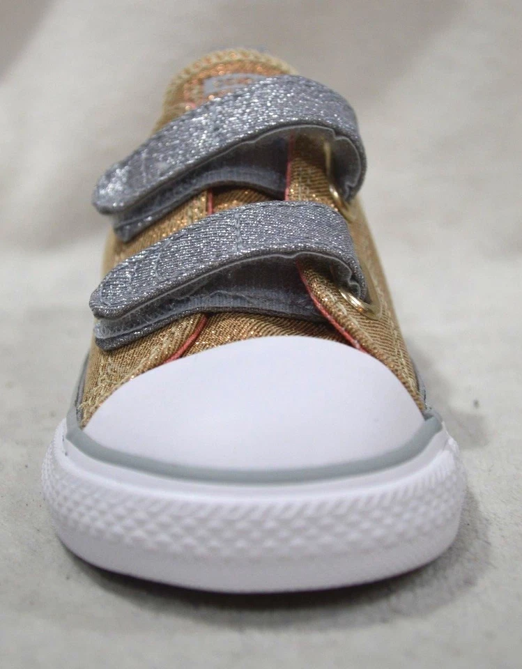 Tenis Converse CT 2V OX oro pálido/plateado para niñas pequeñas - talla 5/10 NWB Foto 4 de 4