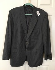 NWT Jos A Bank Signature Gold Gordon Sz 46R Gray Striped 100 Wool Suit Blazer