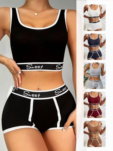 Women's Cotton Bra Panties Yoga Set Underwear Fitness