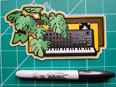 KORG MS20 sticker x 2 cat plant original synthesizer  vintage ms 20 analog
