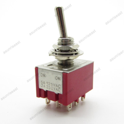5×Mini Toggle Switch 3PDT 2 Position ON-ON 9-PIN 250V 2A 120V 5A Red MTS-302