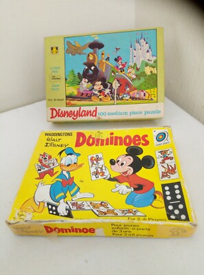 Vintage Walt Disney Dominos (Waddingtons 1971) & 100-teiliges Puzzle alle an Bord