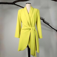 ZARA 💛 ABITO DA DONNA BLAZER ABITO DA GIACCA VESTITO AVVOLGENTE GIALLO FLUO VERDE LIME L