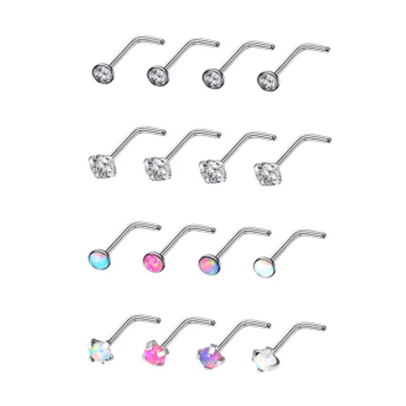 24Pcs 20G опал/CZ серьги нос кольцо ноздри заколка хряща губы пирсинг кости гвоздики - Изображение 3 из 4