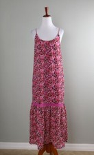 ANNA CATE $318 Printed Embroidered Trim Lined Midi Cami Dress Size Small