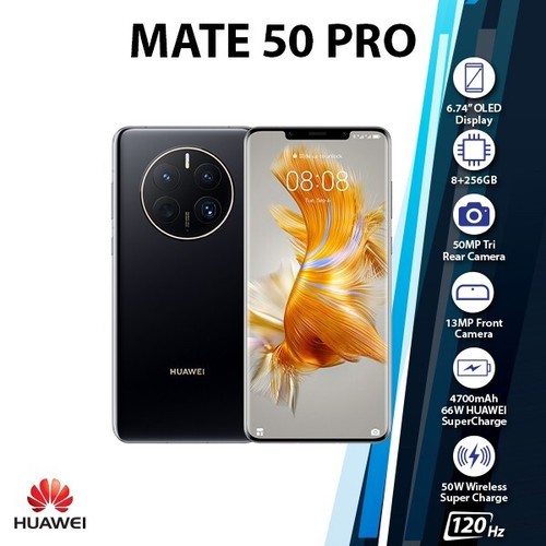 (New&Unlocked) Hwei Mate 50 Pro Dual SIM 8+256GB Android Cell Phone - BLACK - 第 1/6 張圖片