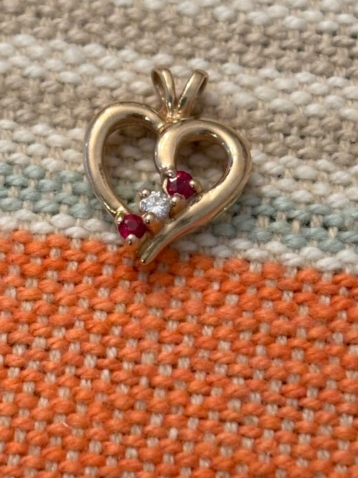Ruby diamond heart pendant only 14k gold natural peti… - Gem