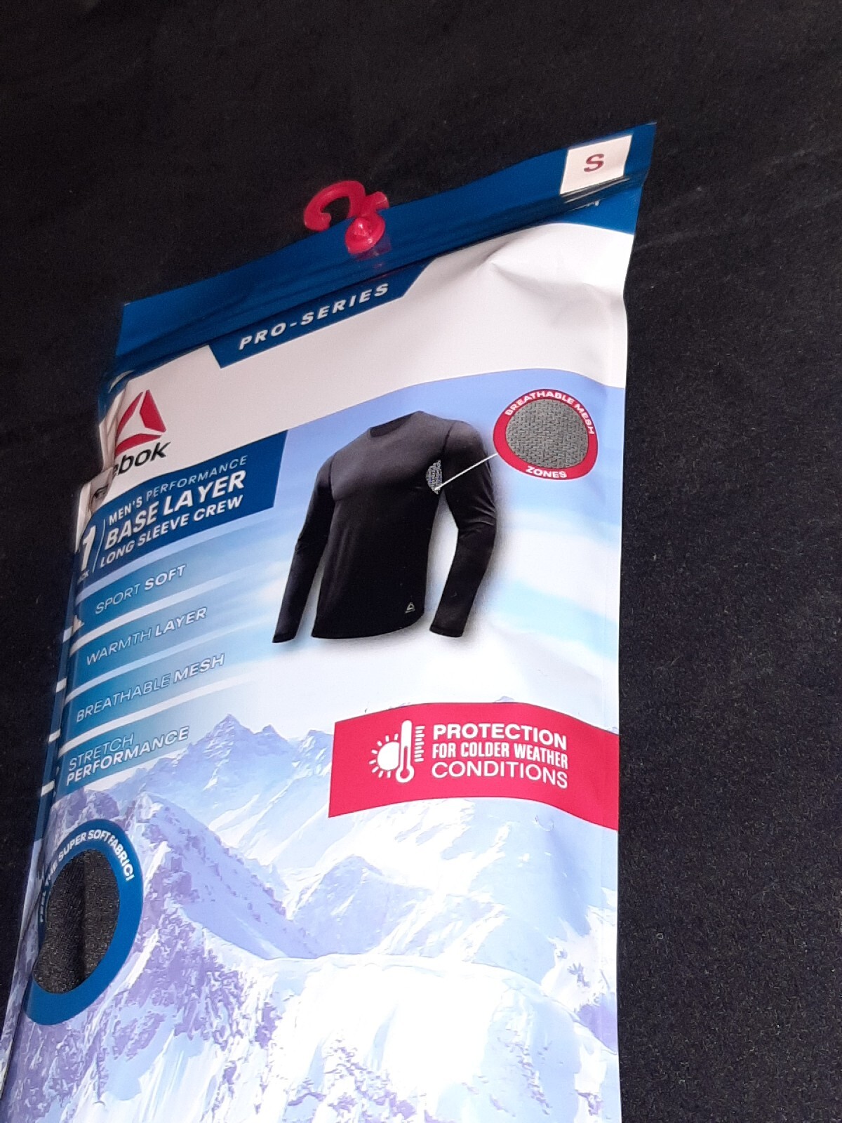 Reebok Men's Pro Series Base Layer Crew Shirt Black Size S (3436) Long