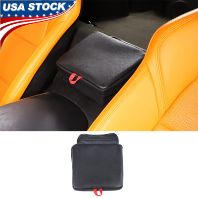 Black Leather Armrest Box Rear Storage Box Bag For Corvette C7 2014-2019 US